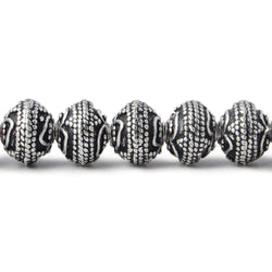 8mm Silver Plated Copper Round Bead Roval Triple Miligrain Center 7.5 inch 30 pieces (ONLINE ORDER ONLY)