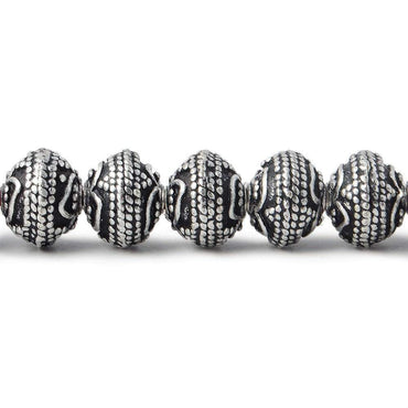 8mm Silver Plated Copper Round Bead Roval Triple Miligrain Center 7.5 inch 30 pieces (ONLINE ORDER ONLY)