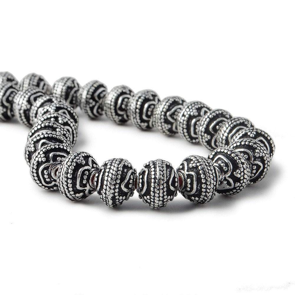 8mm Silver Plated Copper Round Bead Roval Triple Miligrain Center 7.5 inch 30 pieces (ONLINE ORDER ONLY)