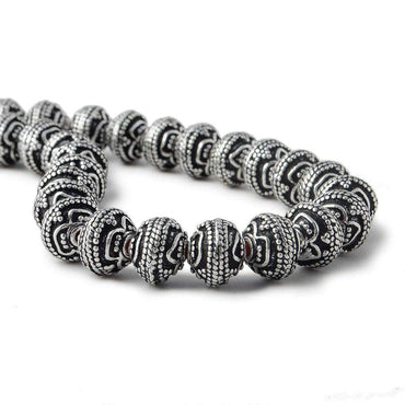 8mm Silver Plated Copper Round Bead Roval Triple Miligrain Center 7.5 inch 30 pieces (ONLINE ORDER ONLY)