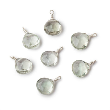 8mm Silver Wire Wrapped Green Amethyst Faceted Heart 1 Focal Pendant (ONLINE ORDER ONLY)