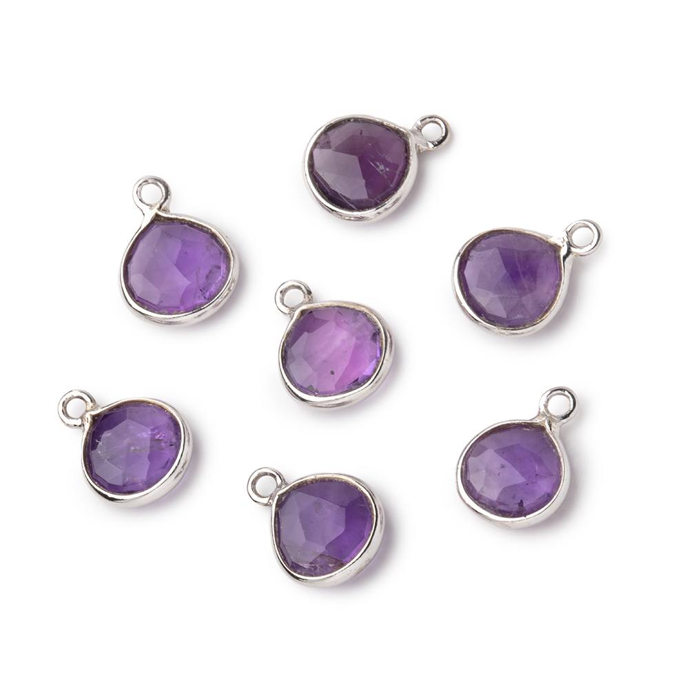 8mm Sterling Silver Bezel Amethyst Faceted Heart Pendant 1 Focal piece (ONLINE ORDER ONLY)