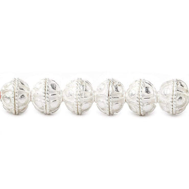 8mm Sterling Silver plated Copper Bead Cap Bali Design 8 inch 58 beads (ONLINE ORDER ONLY)