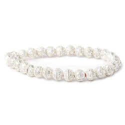 8mm Sterling Silver plated Copper Bead Cap Dots 8 inch 56 beads (ONLINE ORDER ONLY)