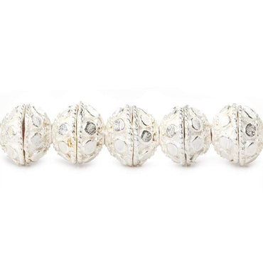 8mm Sterling Silver plated Copper Bead Cap Dots 8 inch 56 beads (ONLINE ORDER ONLY)