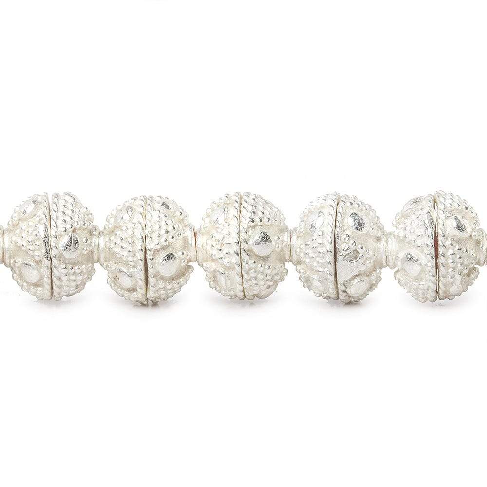 8mm Silver Plated Bead Cap Miligrain Triangle and Dot 8 inch 58 beads (ONLINE ORDER ONLY)