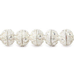 8mm Silver Plated Bead Cap Miligrain Triangle and Dot 8 inch 58 beads (ONLINE ORDER ONLY)