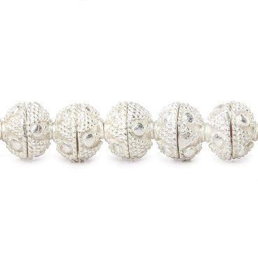 8mm Silver Plated Bead Cap Miligrain Triangle and Dot 8 inch 58 beads (ONLINE ORDER ONLY)