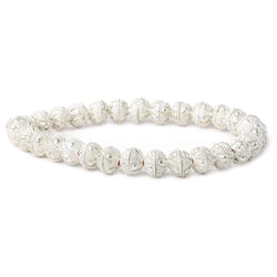 8mm Silver Plated Bead Cap Miligrain Triangle and Dot 8 inch 58 beads (ONLINE ORDER ONLY)