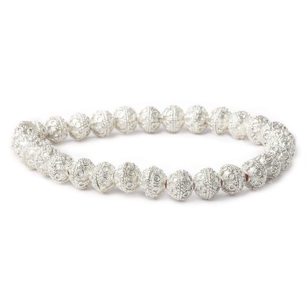 8mm Sterling Silver plated Copper Bead Cap Persian 8 inch 58 beads (ONLINE ORDER ONLY)