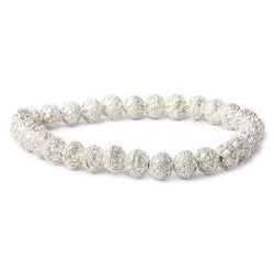 8mm Sterling Silver plated Copper Bead Cap Persian 8 inch 58 beads (ONLINE ORDER ONLY)