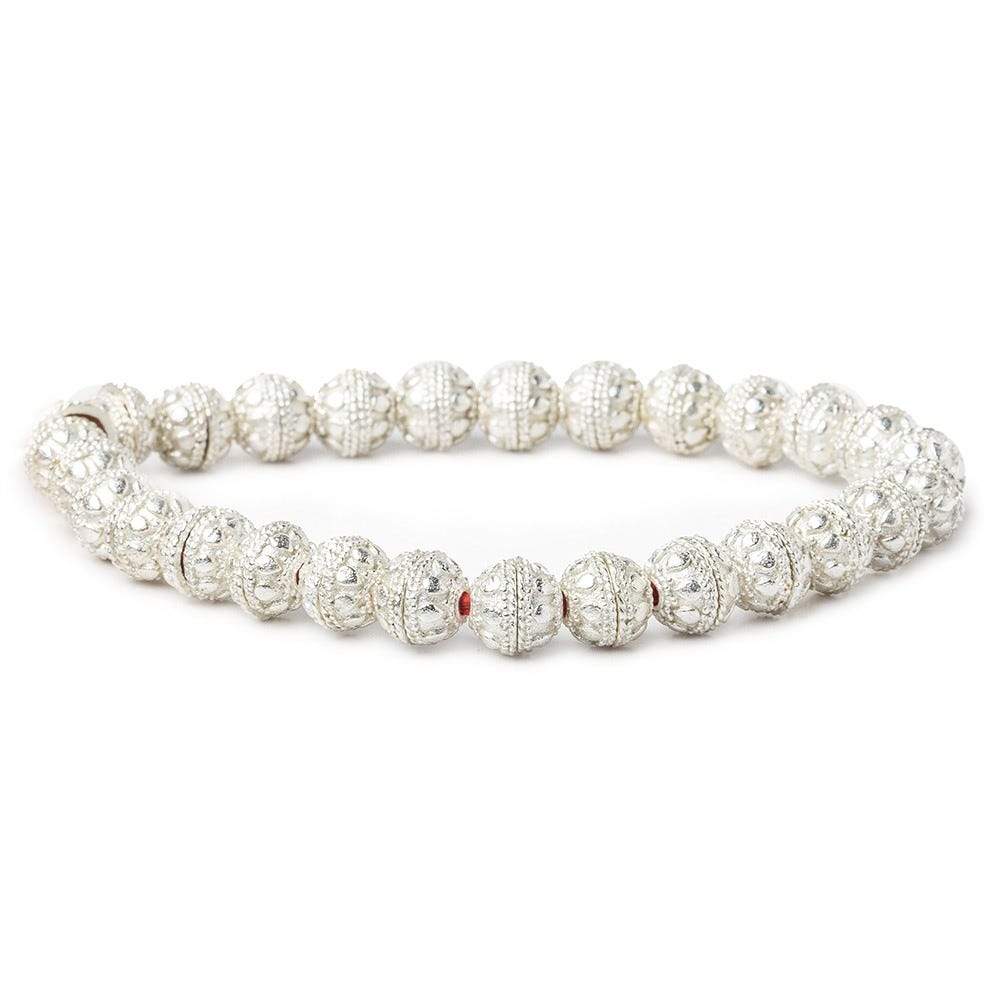 8mm Sterling Silver plated Copper Bead Cap Round Dots 8 inch 54 beads (ONLINE ORDER ONLY)