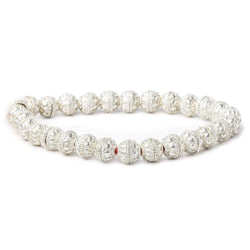 8mm Sterling Silver plated Copper Bead Cap Round Dots 8 inch 54 beads (ONLINE ORDER ONLY)