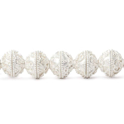 8mm Sterling Silver Plated Copper Bead Cap Round Petite Circle & Swirl 8 inch 54 beads (ONLINE ORDER ONLY)