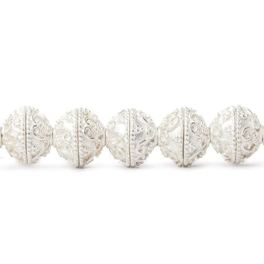 8mm Sterling Silver Plated Copper Bead Cap Round Petite Circle & Swirl 8 inch 54 beads (ONLINE ORDER ONLY)