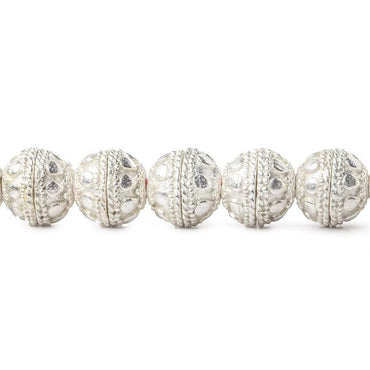 8mm Sterling Silver Plated Copper Bead Cap Round Petite Miligrain Edge & Plain Circle 8 inch 54 beads (ONLINE ORDER ONLY)