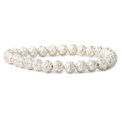 8mm Sterling Silver Plated Copper Bead Cap Roval Petite Persian Circle 8 inch 54 beads (ONLINE ORDER ONLY)