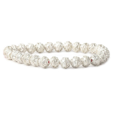 8mm Sterling Silver Plated Copper Bead Cap Roval Petite Persian Circle 8 inch 54 beads (ONLINE ORDER ONLY)