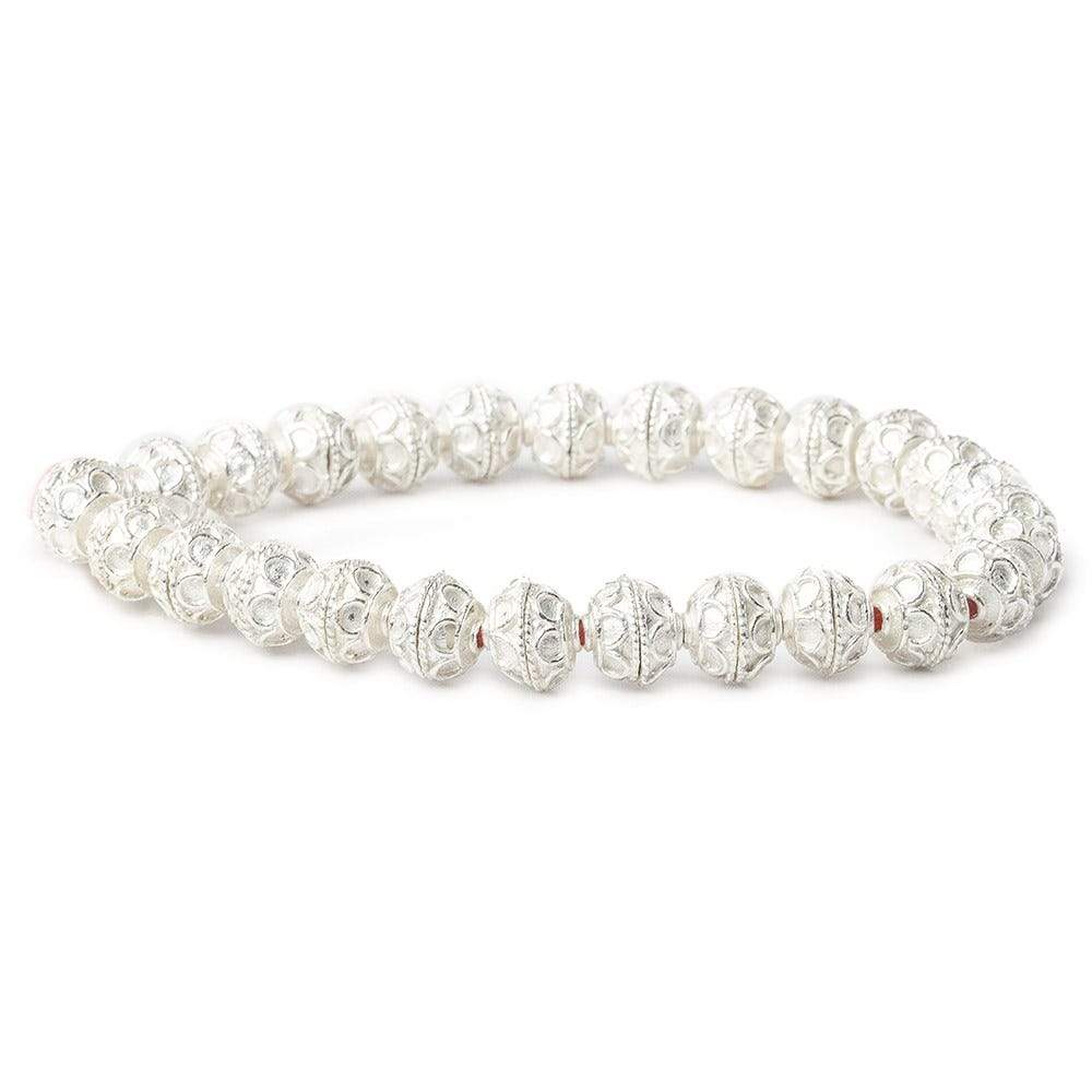 8mm Sterling Silver plated Copper Bead Cap Simple Arch 8 inch 54 beads (ONLINE ORDER ONLY)