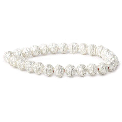 8mm Sterling Silver plated Copper Bead Cap Simple Arch 8 inch 54 beads (ONLINE ORDER ONLY)