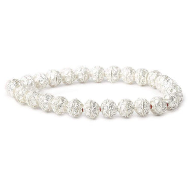 8mm Sterling Silver plated Copper Bead Cap Simple Arch 8 inch 54 beads (ONLINE ORDER ONLY)