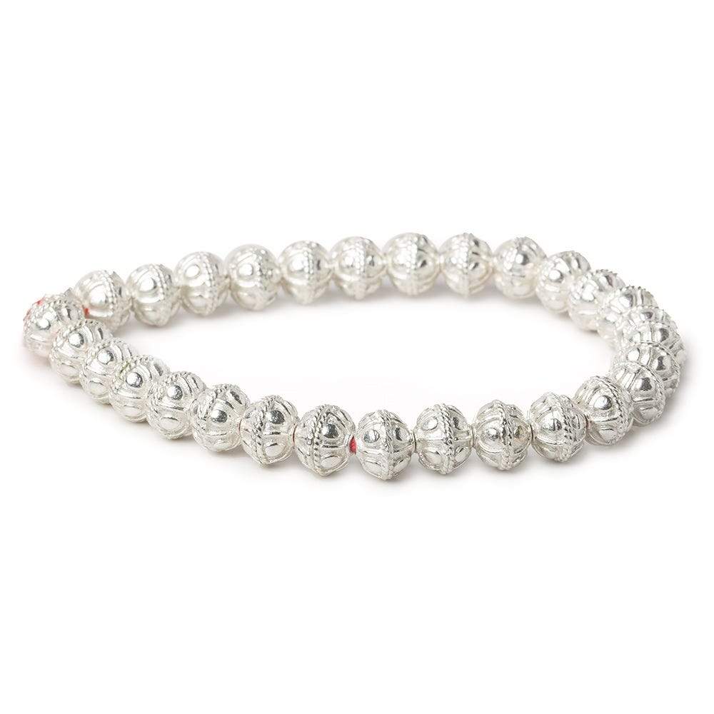 8mm Sterling Silver Plated Copper Bead Round Bail Design 8 inch 28 pcs (ONLINE ORDER ONLY)