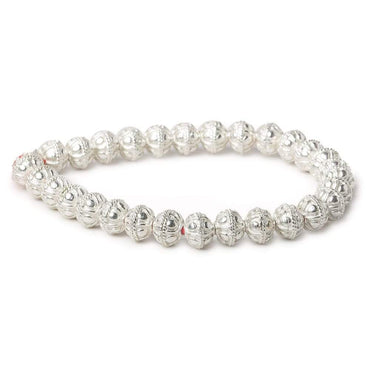 8mm Sterling Silver Plated Copper Bead Round Bail Design 8 inch 28 pcs (ONLINE ORDER ONLY)