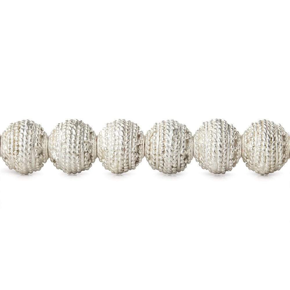 8mm Sterling Silver plated Copper Bead Round Miligrain Body 8 inch 28 pcs (ONLINE ORDER ONLY)