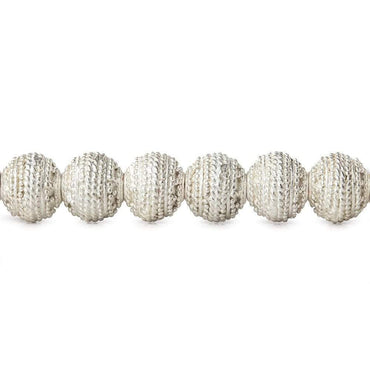 8mm Sterling Silver plated Copper Bead Round Miligrain Body 8 inch 28 pcs (ONLINE ORDER ONLY)
