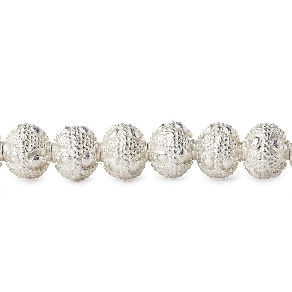 8x7mm Silver Plated Bead Miligrain and Dot 8 inch 28 pieces (ONLINE ORDER ONLY)