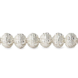 8x7mm Silver Plated Bead Miligrain and Dot 8 inch 28 pieces (ONLINE ORDER ONLY)