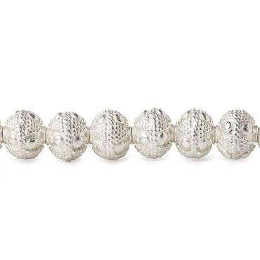 8x7mm Silver Plated Bead Miligrain and Dot 8 inch 28 pieces (ONLINE ORDER ONLY)