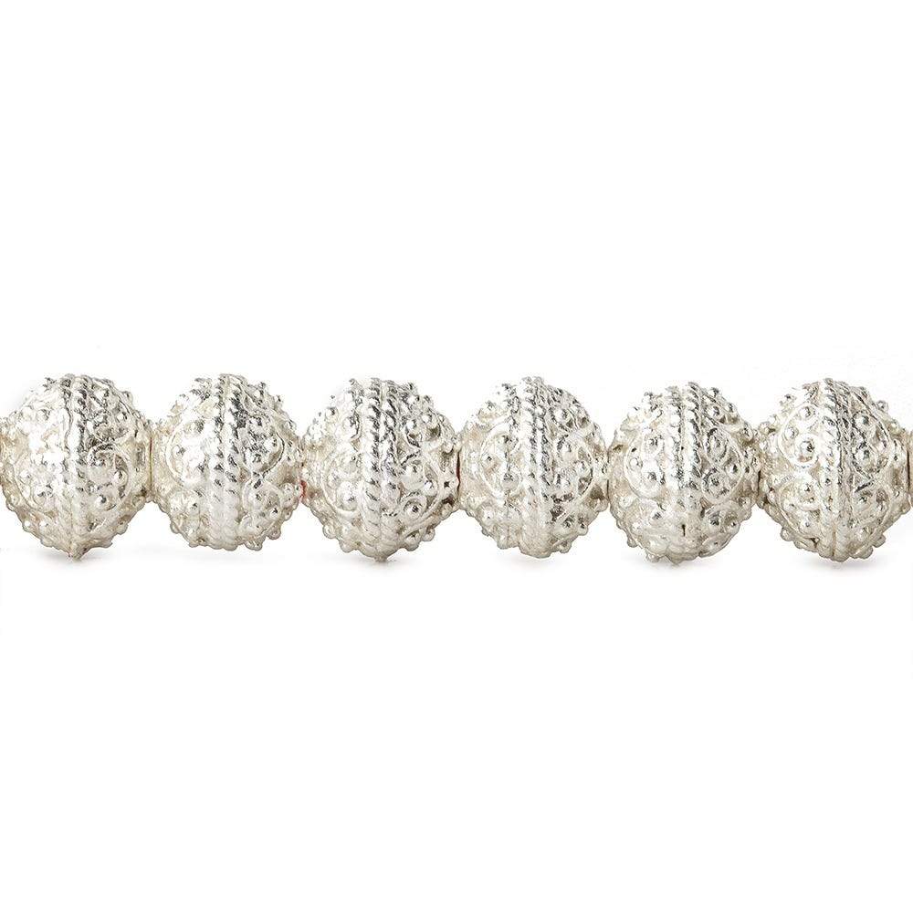 8mm Sterling Silver plated Copper Bead Round Miligrain Persian Design 8 inch 28 pcs (ONLINE ORDER ONLY)