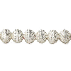 8mm Sterling Silver plated Copper Bead Round Miligrain Persian Design 8 inch 28 pcs (ONLINE ORDER ONLY)