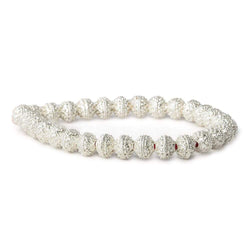 8mm Sterling Silver plated Copper Bead Round Miligrain Persian Design 8 inch 28 pcs (ONLINE ORDER ONLY)