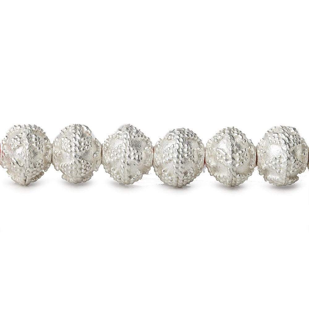 8mm Sterling Silver plated Copper Bead Round Miligrain Triangle Design 8 inch 28 pcs (ONLINE ORDER ONLY)