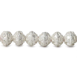 8mm Sterling Silver plated Copper Bead Round Miligrain Triangle Design 8 inch 28 pcs (ONLINE ORDER ONLY)