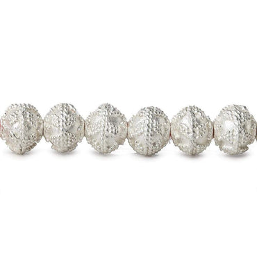 8mm Sterling Silver plated Copper Bead Round Miligrain Triangle Design 8 inch 28 pcs (ONLINE ORDER ONLY)