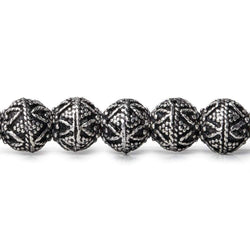 8mm Sterling Silver plated Copper Bead Round Miligrain Triangle Design 8 inch 28 pcs (ONLINE ORDER ONLY)