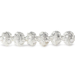 8mm Sterling Silver Plated Copper Bead Round Miligrain Triangles 8 inch 28 pcs (ONLINE ORDER ONLY)
