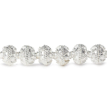 8mm Sterling Silver Plated Copper Bead Round Miligrain Triangles 8 inch 28 pcs (ONLINE ORDER ONLY)