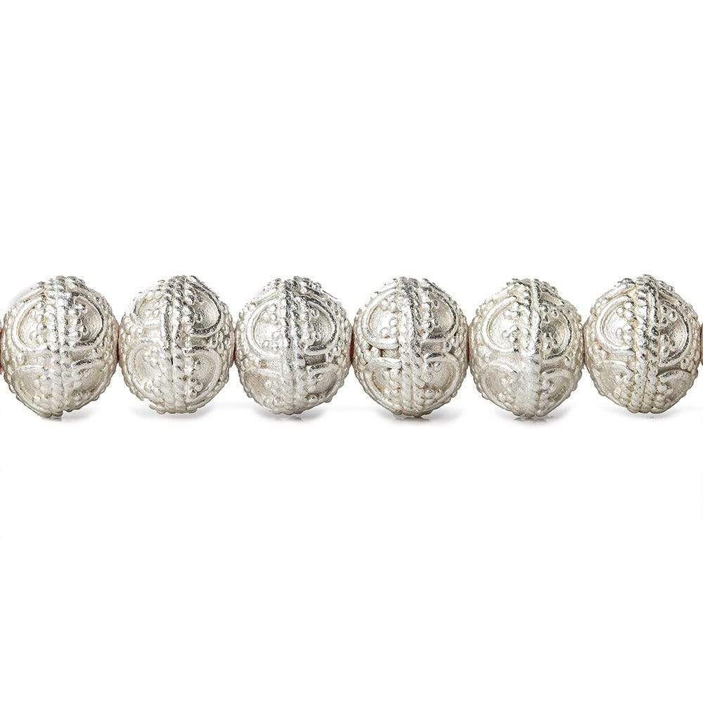 8mm Sterling Silver plated Copper Bead Round Persian Design 8 inch 28 pcs (ONLINE ORDER ONLY)