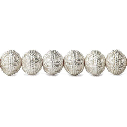 8mm Sterling Silver plated Copper Bead Round Persian Design 8 inch 28 pcs (ONLINE ORDER ONLY)