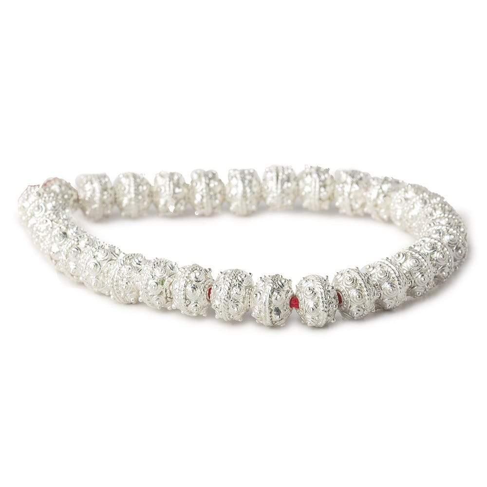 8mm Sterling Silver plated Copper Bead Roval Sphere Design 8 inch 28 pcs (ONLINE ORDER ONLY)