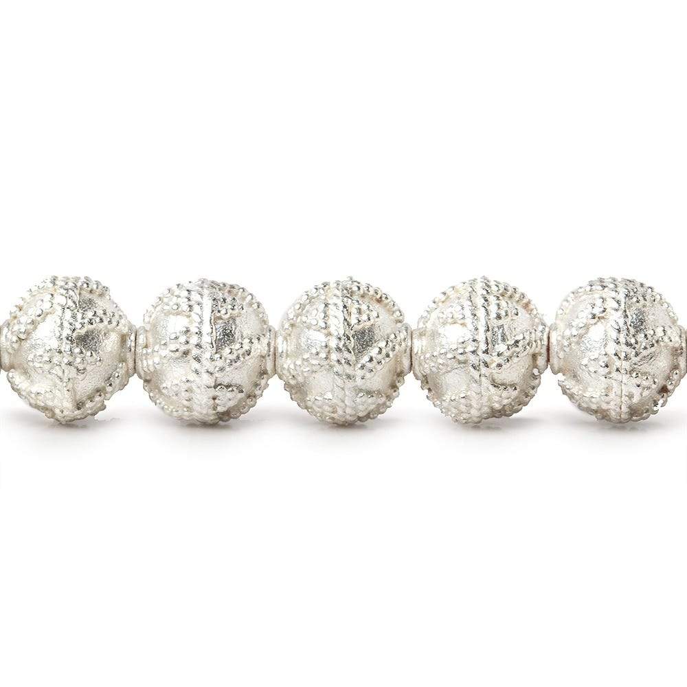 8mm Sterling Silver plated Copper Miligrain Round Bead 8 inch 27 beads (ONLINE ORDER ONLY)