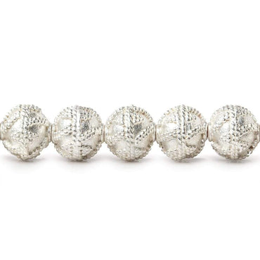 8mm Sterling Silver plated Copper Miligrain Round Bead 8 inch 27 beads (ONLINE ORDER ONLY)