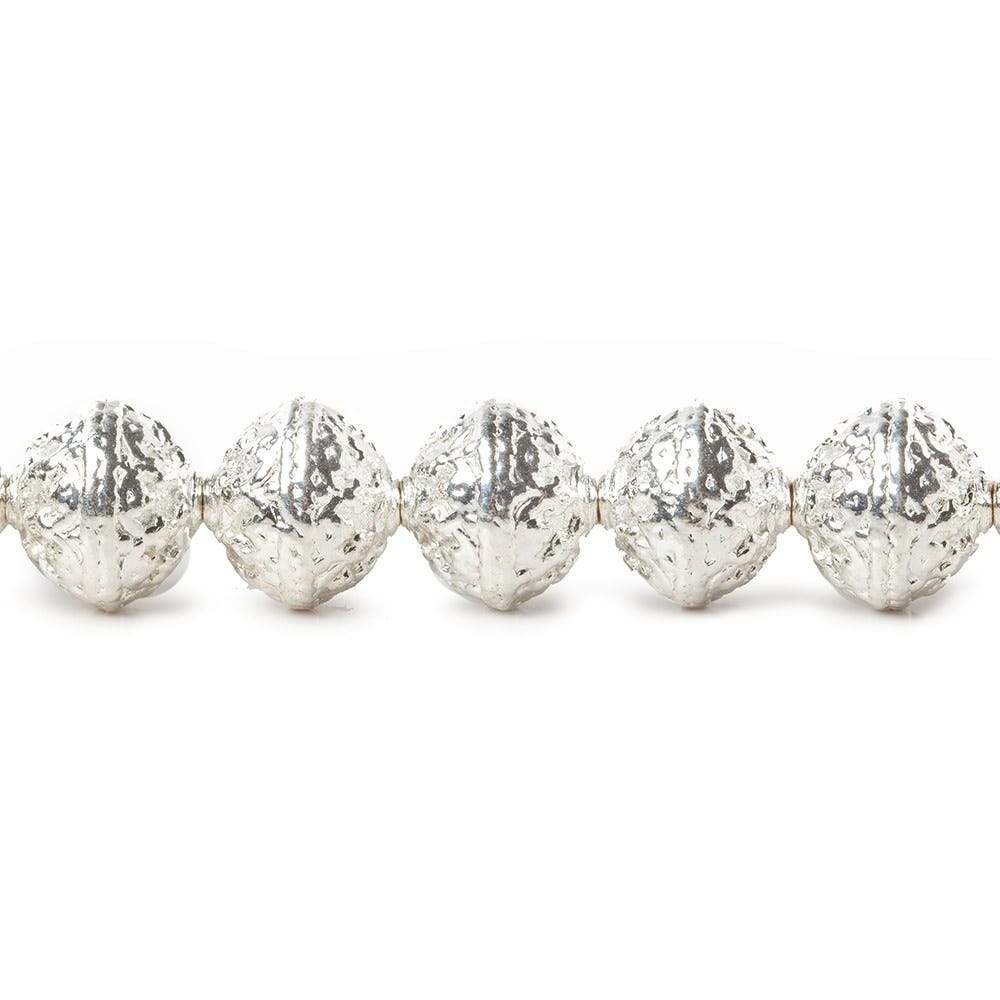 8mm Sterling Silver plated Copper Round Embossed Bead 8 inch 27 pcs (ONLINE ORDER ONLY)