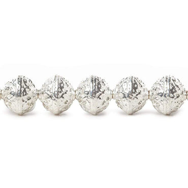 8mm Sterling Silver plated Copper Round Embossed Bead 8 inch 27 pcs (ONLINE ORDER ONLY)