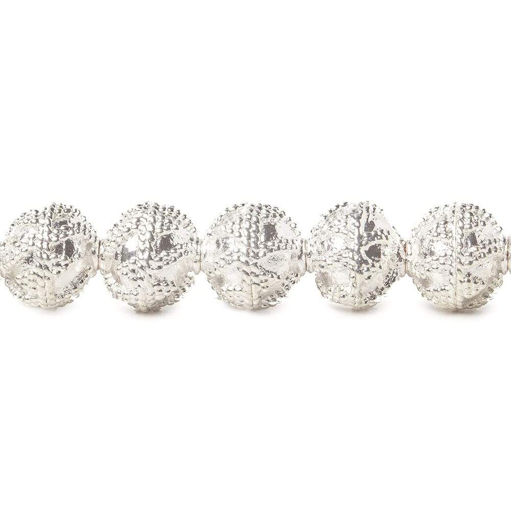 8mm Sterling Silver plated Copper Round Miligrain Bead 8 inch 27 pcs (ONLINE ORDER ONLY)