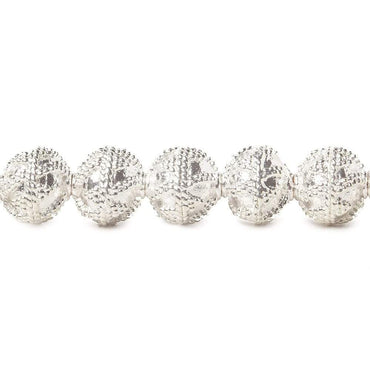8mm Sterling Silver plated Copper Round Miligrain Bead 8 inch 27 pcs (ONLINE ORDER ONLY)